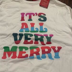 Wondershop White Pajama Top with Colorful 'It's All Very Merry' Print